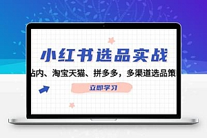 小红书选品实战：站内、淘宝天猫、拼多多，多渠道选品策略