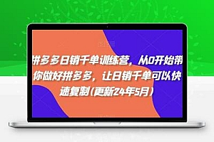 拼多多日销千单训练营，从0开始带你做好拼多多，让日销千单可以快速复制(更新24年12月)
