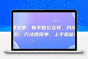 付费文章：新手做公众号，月涨几干粉，方法很简单，上手就能做