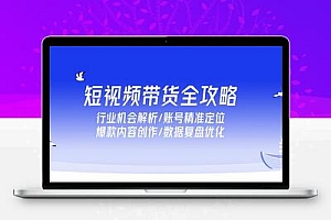  短视频带货全攻略，行业机会解析/账号精准定位/爆款内容创作/数据复盘优化